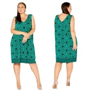 Magnolia Grace NWT Perissa Reversible Knit Sleeveless Dress Green Navy Size L